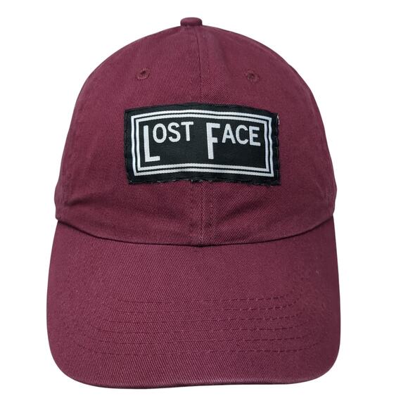 Lost Face Slideback Baseball Cap Red One Size Adjustable Embroidered Cotton - Picture 1 of 9